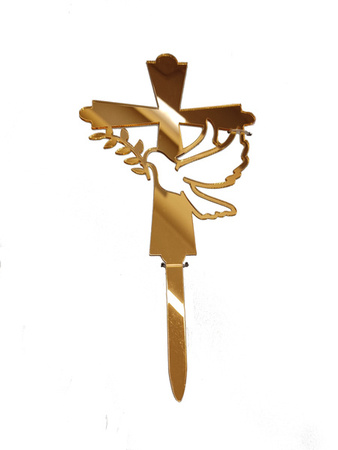 TOPPER AKRYLOWY GOŁĄB Z GAŁĄZKĄ ZŁOTY