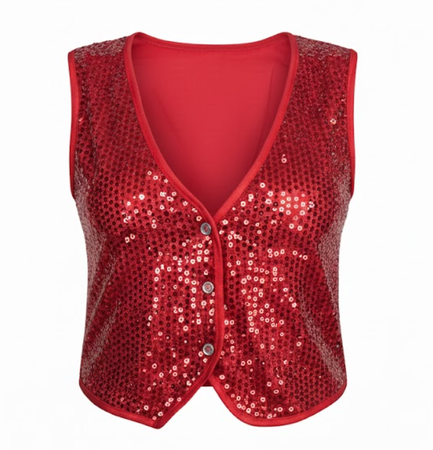 KAMIZELKA CZERWONA CEKINOWA