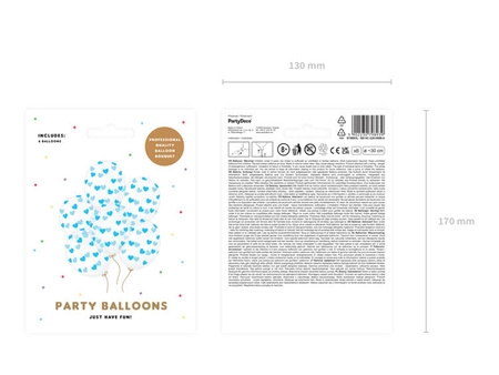 BALONY STRONG 30 CM BŁĘKITNE SERDUSZKA 6 SZT