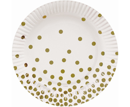 TALERZYKI 18 cm BIAŁE W GROSZKI 6 szt.