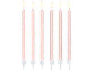 ŚWIECZKI URODZINOWE RÓŻOWE 14 CM, 12 SZT