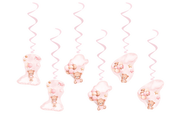 ŚWIDERKI RÓŻOWE MISIE Z BALONIKAMI 6 SZT