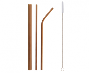 SŁOMKI METALOWE RÓŻOWE ZŁOTO 3 SZT.