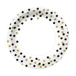 TALERZYKI PAPIEROWE CONFETTI ZŁOTE 23CM 10 SZT.