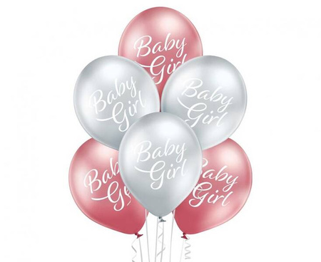 Balony lateksowe D11 Baby Girl 1C2S, 6 szt. 30 cm baby shower dziewczynki