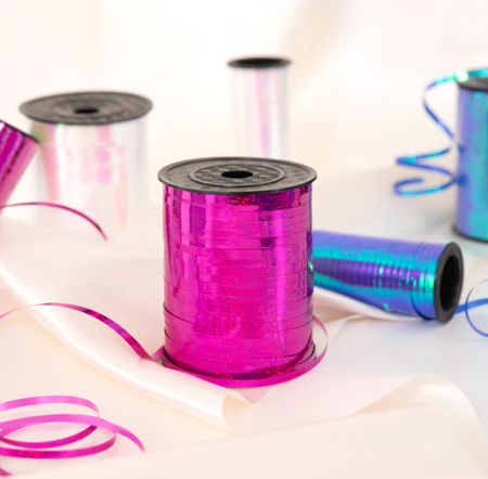 WSTĄŻKA PLASTIKOWA HOLOGRAFICZNA NIEBIESKA 92 M 