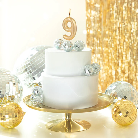 ŚWIECZKA URODZINOWA CYFRA 9 ZŁOTA POŁYSK 6 CM