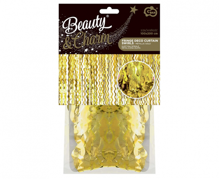 KURTYNA SPIRALE METALICZNA ZŁOTA 100 X 200 CM