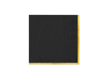 SERWETKI PAPIEROWE CZARNE ZE ZŁOTYM OBRAMOWANIEM 33X33 CM 10 SZT