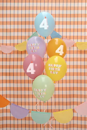 BALONY LATEKSOWE HAPPY BIRTHDAY 30 CM 6 SZT CYFRA 4