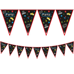 GIRLANDA PAPIEROWA TRÓJKĄTY GAMING PARTY 230 CM