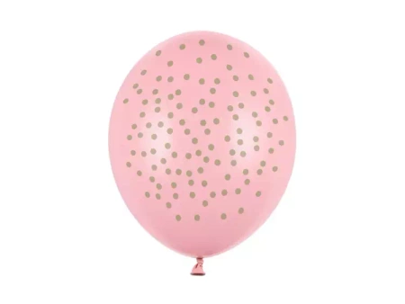 BALONY JASNORÓŻOWE ZŁOTE KROPKI 50 SZT 30CM