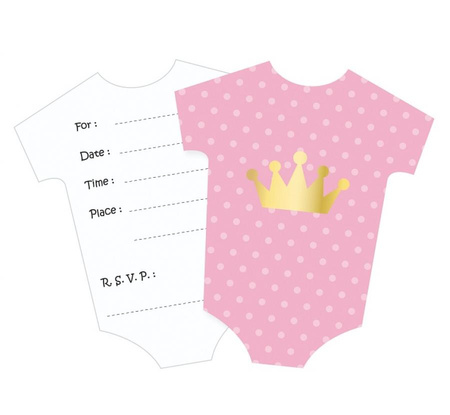 Zaproszenia urodzinowe Little girl różowe 6 szt. baby shower urodziny