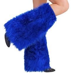 OCIEPLACZE NA NOGI Z PLUSZOWEGO MATERIAŁU CIEMNE NIEBIESKIE