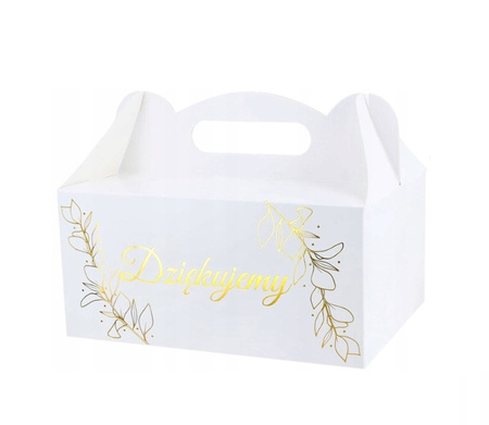 PUDEŁKA NA CIASTO DZIĘKUJEMY LISTKI ZŁOTE 10 SZT