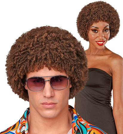 PERUKA AFRO LOCZKI BRĄZOWA