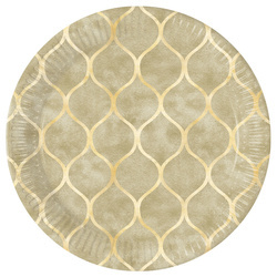 TALERZYKI PAPIEROWE GEOMETRYCZNE ZŁOTE 23 CM 8 SZT