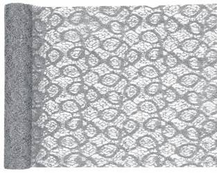 BIEŻNIK KORONKOWY SREBRNY 30 x 500 CM