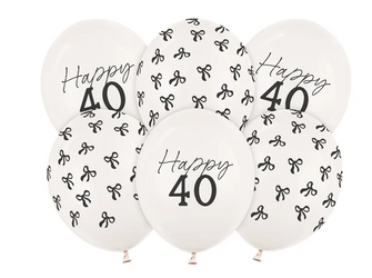 BALONY LATEKSOWE GLAMOUR 40 HAPPY BIRTHDAY 30 CM 6 SZT