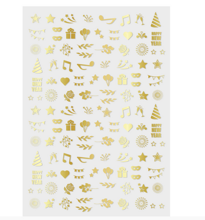 ARKUSZ ZŁOTYCH NAKLEJEK NA PAZNOKCIE 10X7 CM