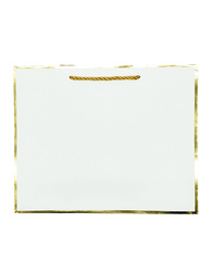 TOREBKA PAPIEROWA BIAŁA ZŁOTA LAMÓWKA 32 X 26 X10 CM