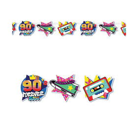 GIRLANDA PAPIEROWA LATA 90 KSZTAŁTY 300 CM