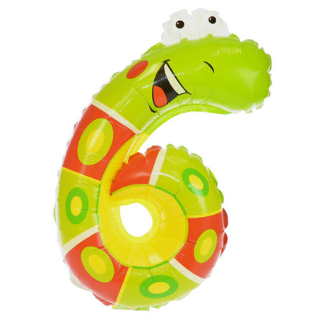 BALON FOLIOWY ZWIERZĄTKO CYFRA 6 45 CM