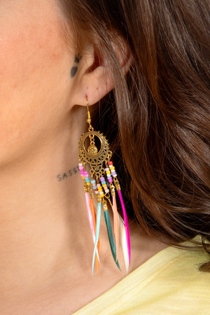 KOLCZYKI HIPISKI Z PIÓRAMI 