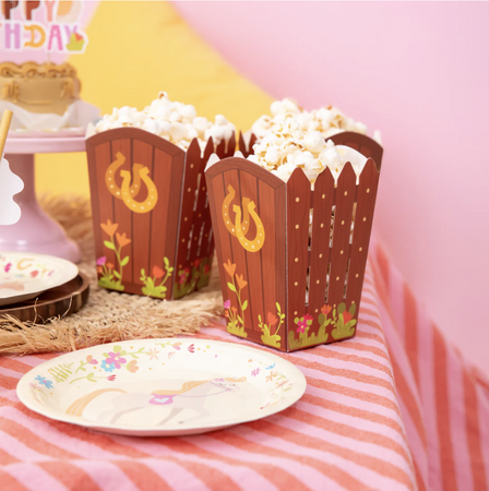 PUDEŁKA NA POPCORN KONIKI 8,5 X 13,5 CM 6 SZT