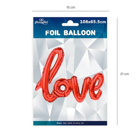 BALON FOLIOWY NAPIS LOVE CZERWONY 100 X 70 CM