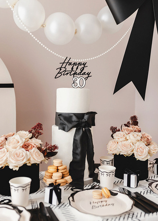 TOPPER AKRYLOWY NA TORT HAPPY BIRTHDAY CZARNY 16.5 CM