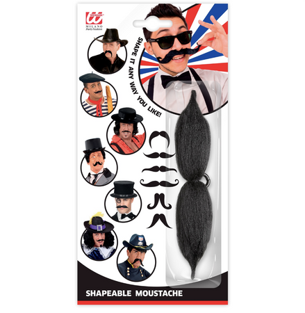 WĄSY REGULOWANE CZARNE RETRO