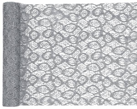 BIEŻNIK KORONKOWY SREBRNY 30 x 500 CM