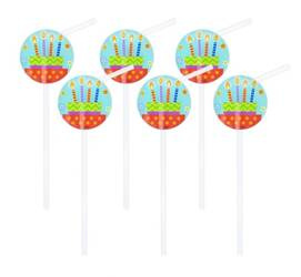 RURKI SŁOMKI Z TORTEM 6 SZT 24 CM