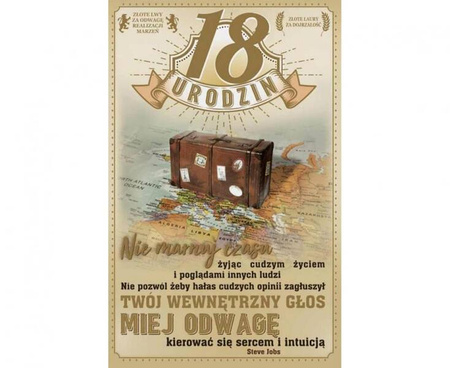 Kartka okolicznościowa 18 Urodziny, Skrzynia 13x20,5 cm urodzinowa