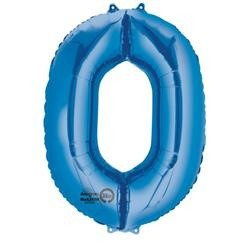 BALON FOLIOWY 88cm x 66 cm CYFRA 0 NIEBIESKA