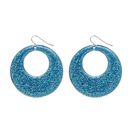 KOLCZYKI KOŁA NIEBIESKIE BROKAT 