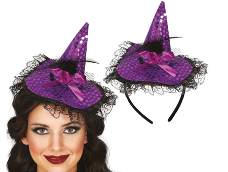 FIOLETOWA OPASKA Z KAPELUSZEM CZAROWNICY