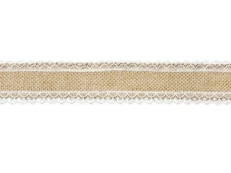 TAŚMA JUTOWA Z KORONKĄ, 5 x 500cm