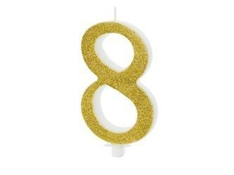 ŚWIECZKA URODZINOWA CYFRA 8 ZŁOTA