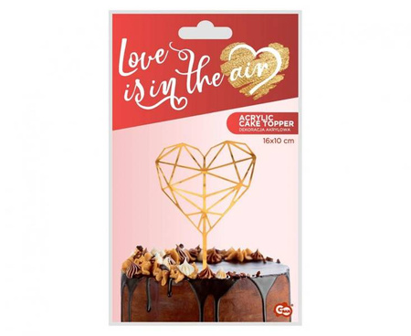 DEKORACJA AKRYLOWA NA TORT DIAMOND HEART 16 CM