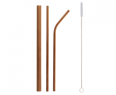 SŁOMKI METALOWE RÓŻOWE ZŁOTO 3 SZT.