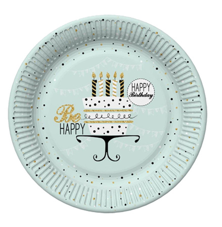 TALERZYKI PAPIEROWE HAPPY BIRTHDAY 23 CM 