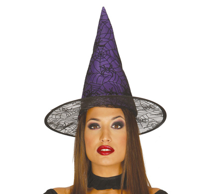 KAPELUSZ CZAROWNICY FIOLETOWO-CZARNY