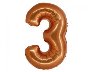 BALON FOLIOWY CYFRA 3 MIEDZIANA 76 CM