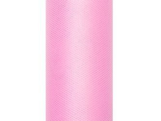 TIUL GŁADKI RÓŻOWY 15 cm x 9 m