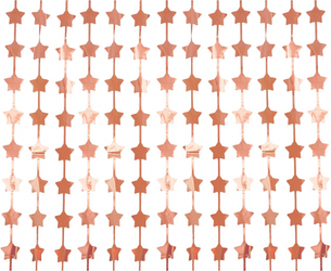 KURTYNA GWIAZDKI METALICZNA RÓŻOWA 100 X 200 CM