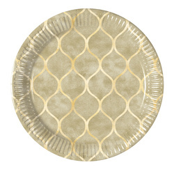 TALERZYKI PAPIEROWE GEOMETRYCZNE ZŁOTE 20 CM 8 SZT