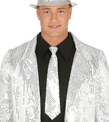 KRAWAT Z CEKINAMI SREBRNY