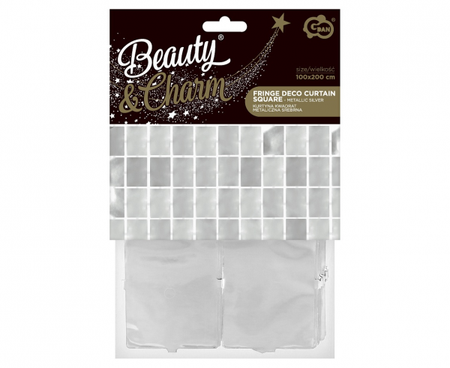 KURTYNA KWADRAT METALICZNA SREBRNA 100 X 200 CM
